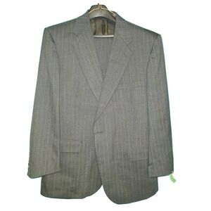 Stafford Worsted Wool Suit Mens 44R Gray Pinstripe Blazer Jacket Pants 36x28 USA